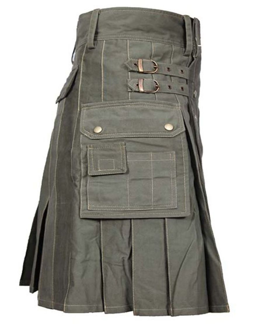 Premium Green Cotton Men Sport Utility Kilt
