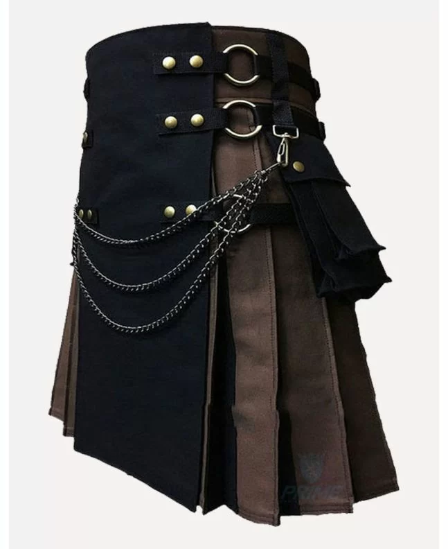 Deluxe Black and Brown Utility Kilt