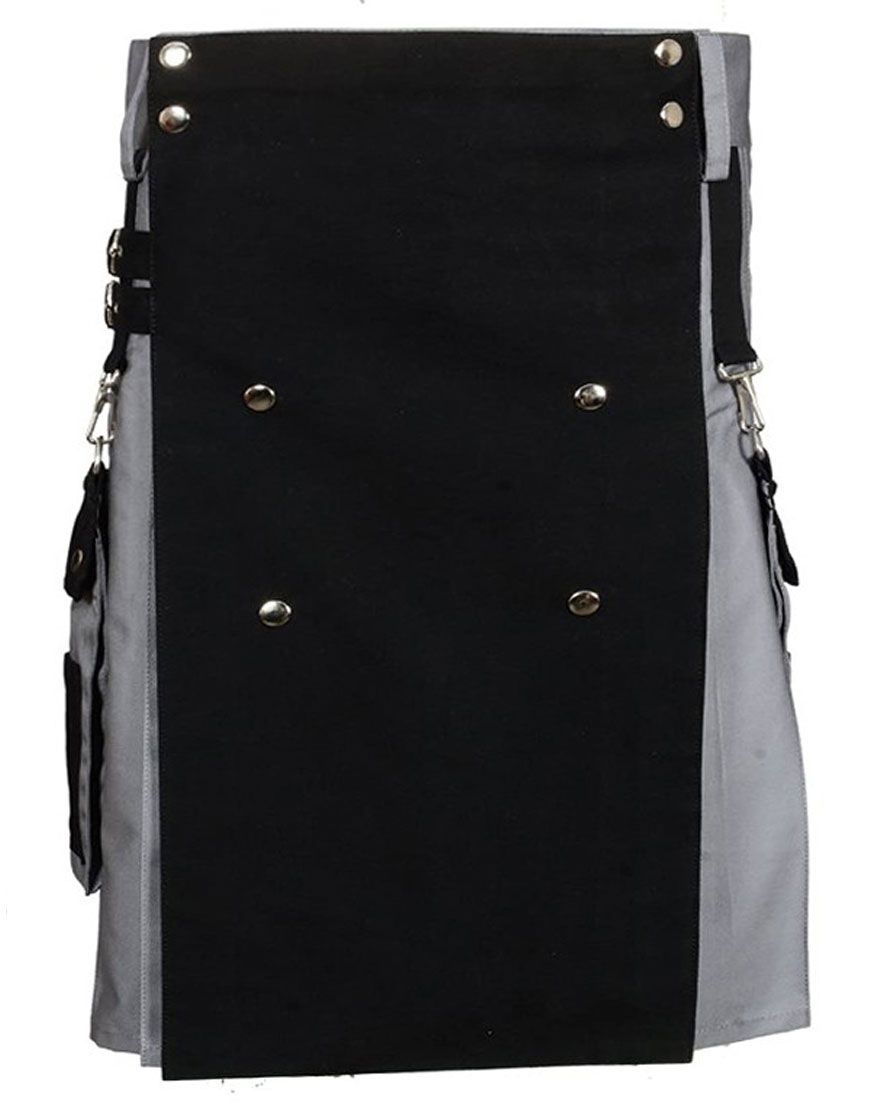 Black and Grey Cargo Utility Kilt