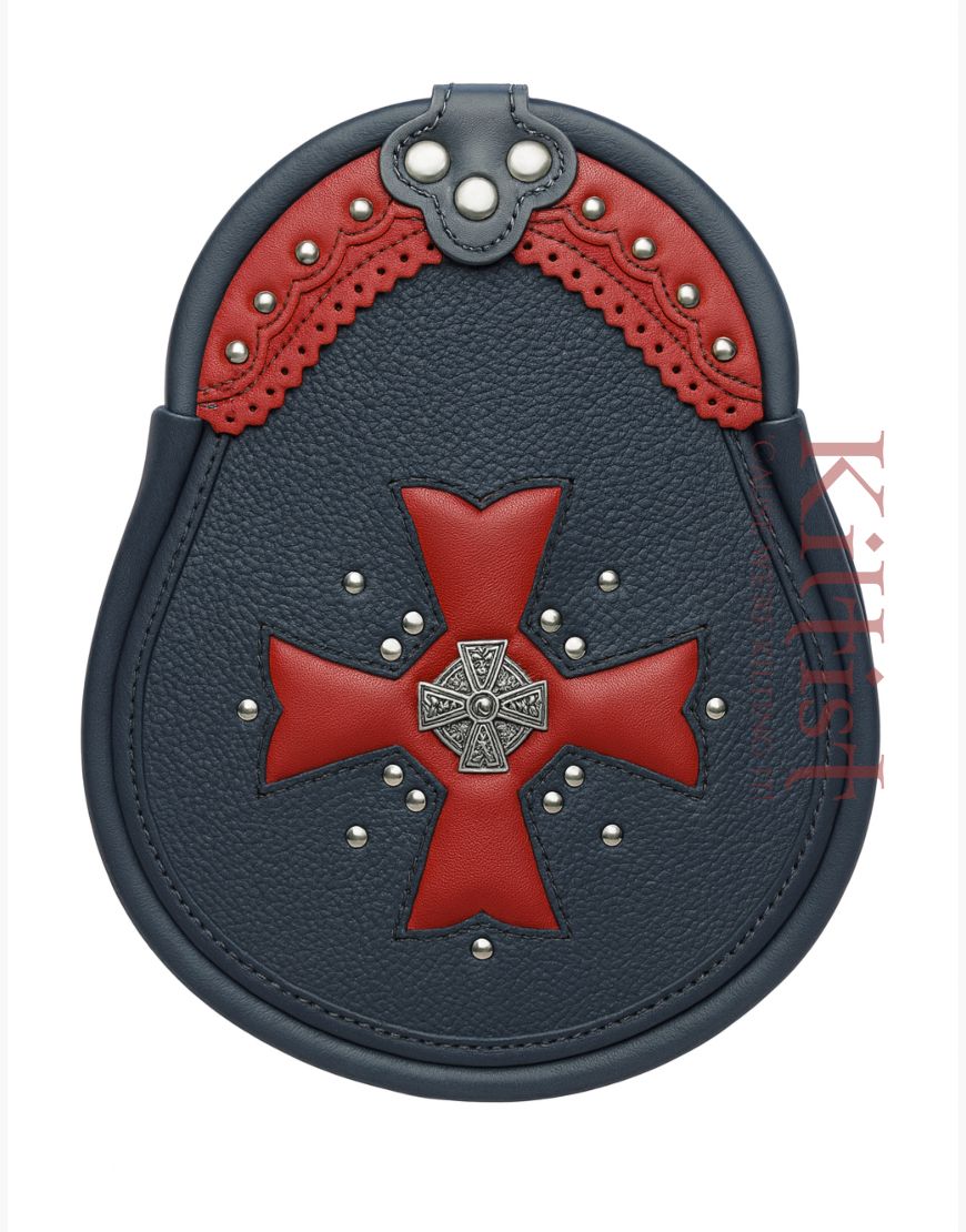 Black and Red Crusader Leather Dress Sporran