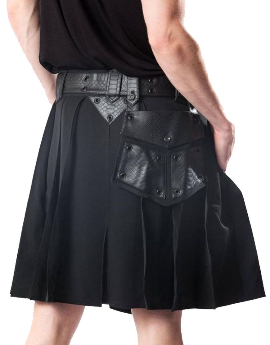 Black Apocalyptic Gothic Leather Kilt