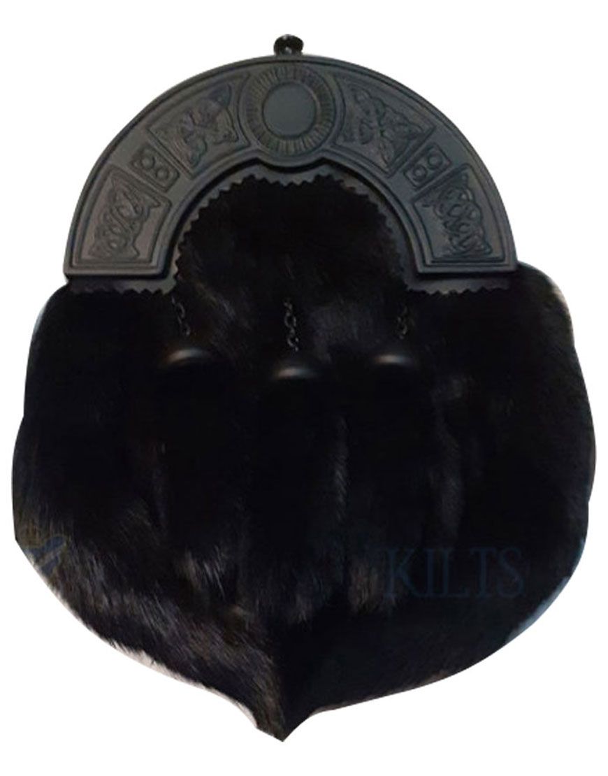 Black Color Rabbit Fur Full Dress Sporran