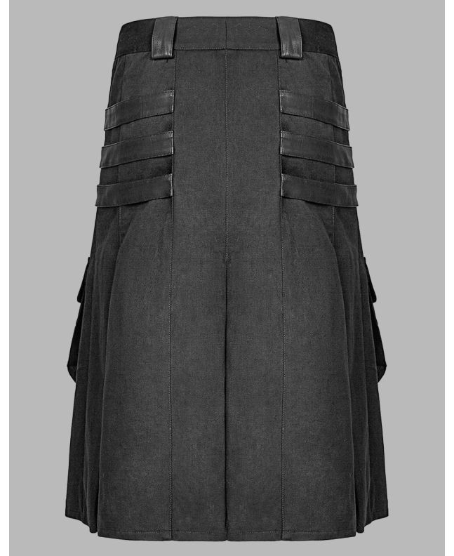 Black Cotton Punk Rave Utility Kilt