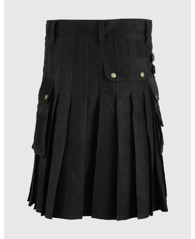 Black Cotton Utility Kilt