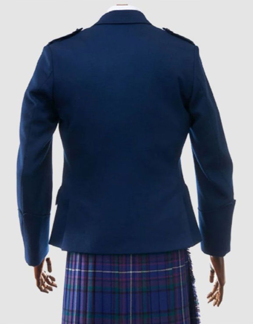 Prince Charlie Black Kilt Jacket with Silver Buttons