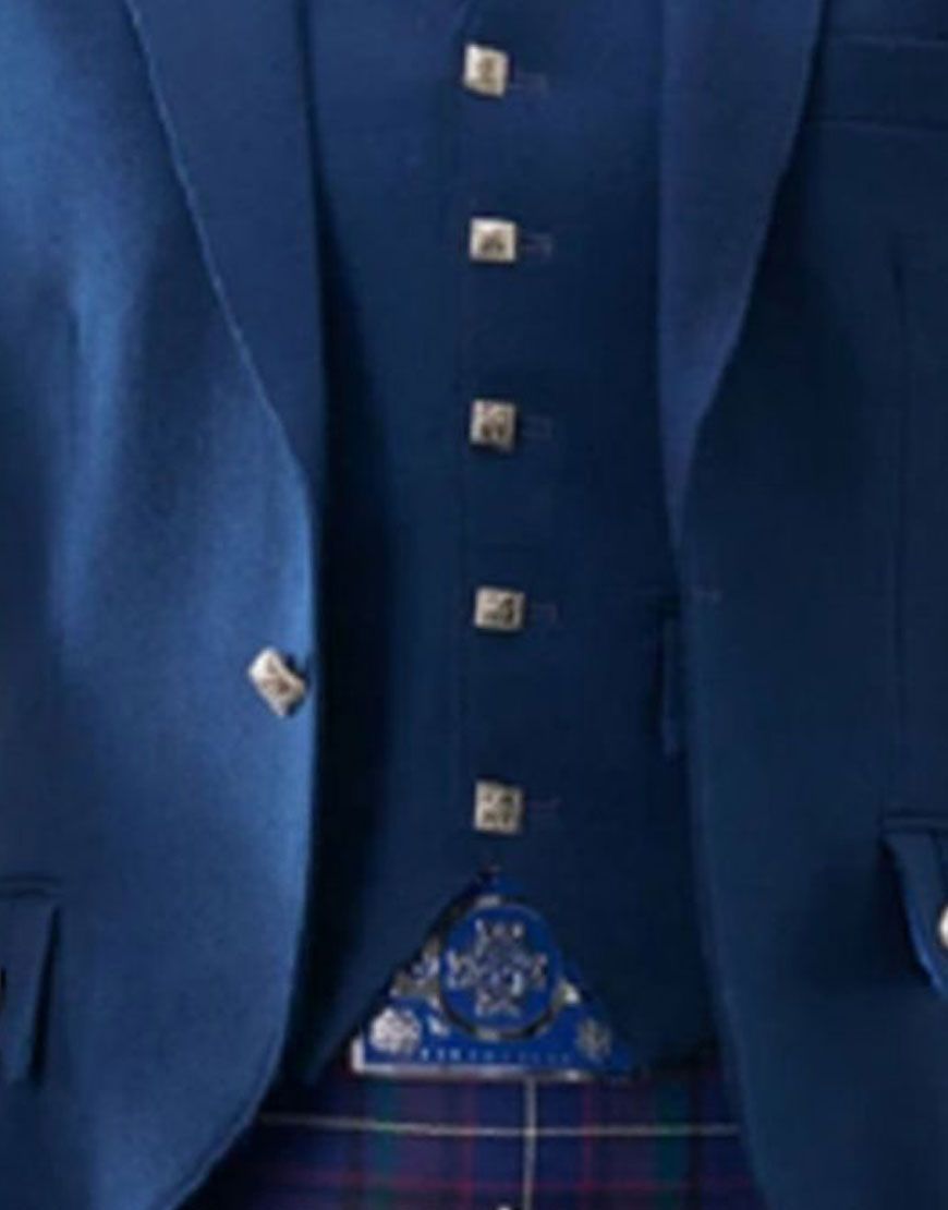 Prince Charlie Black Kilt Jacket with Silver Buttons