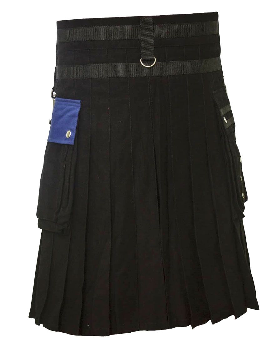 Blue and Black Tactical Utility Kilt With Chains 