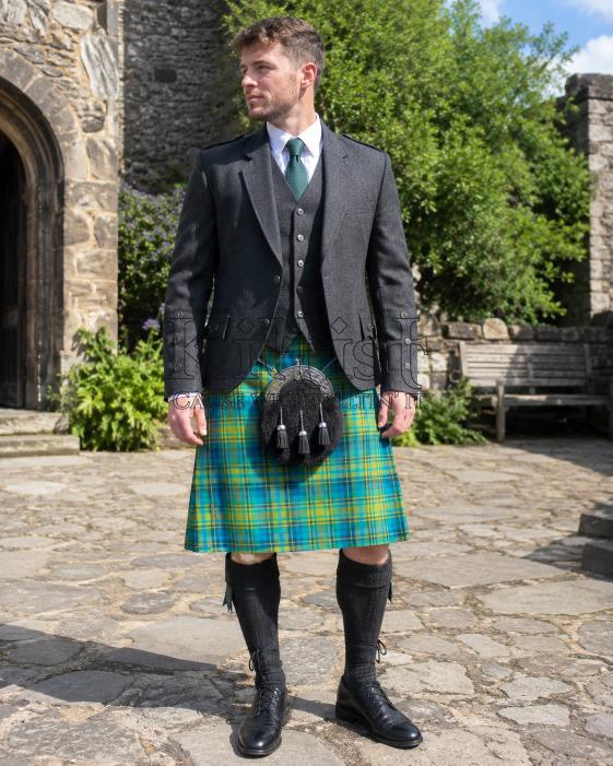 Lemon Blue Martini Tartan Kilt for Men