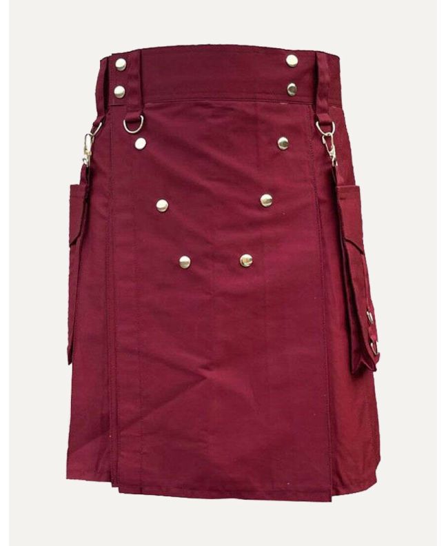 Men's Burgundy Utility Kilt