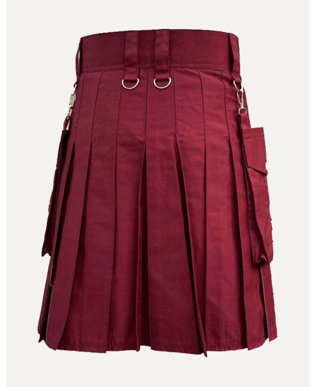 Men's Burgundy Utility Kilt