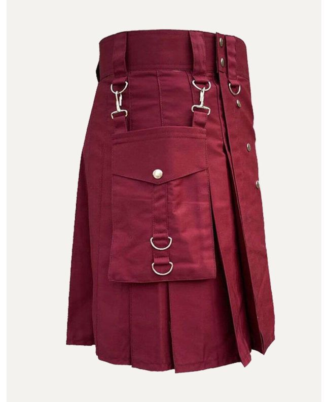 Men's Burgundy Utility Kilt
