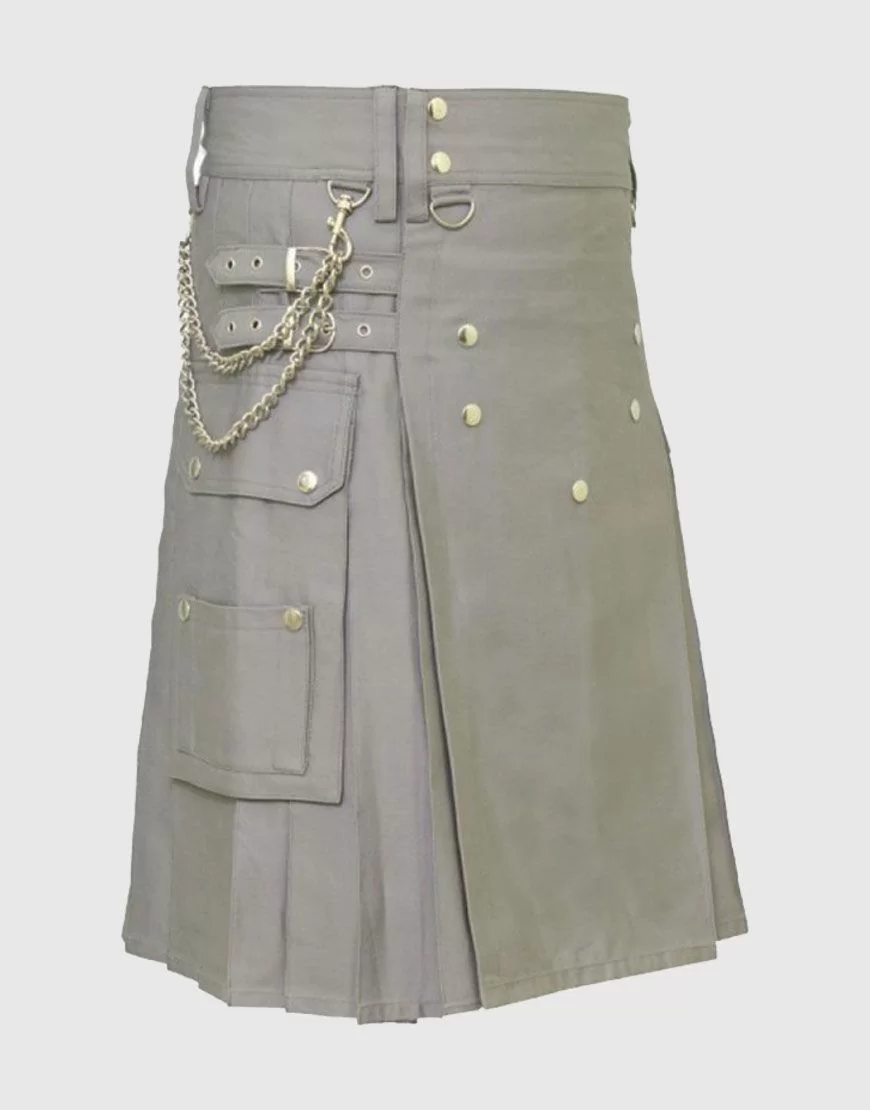 Classic Men Grey Utility Kilt