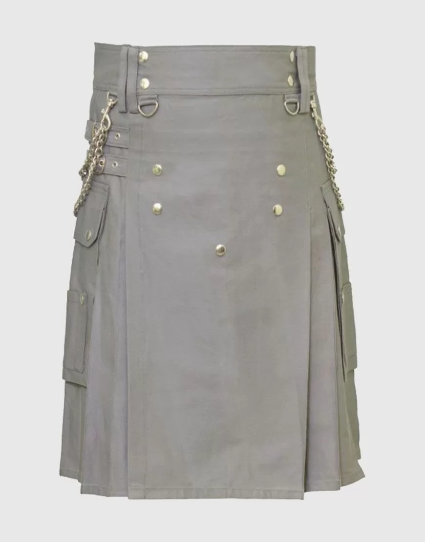 Classic Men Grey Utility Kilt