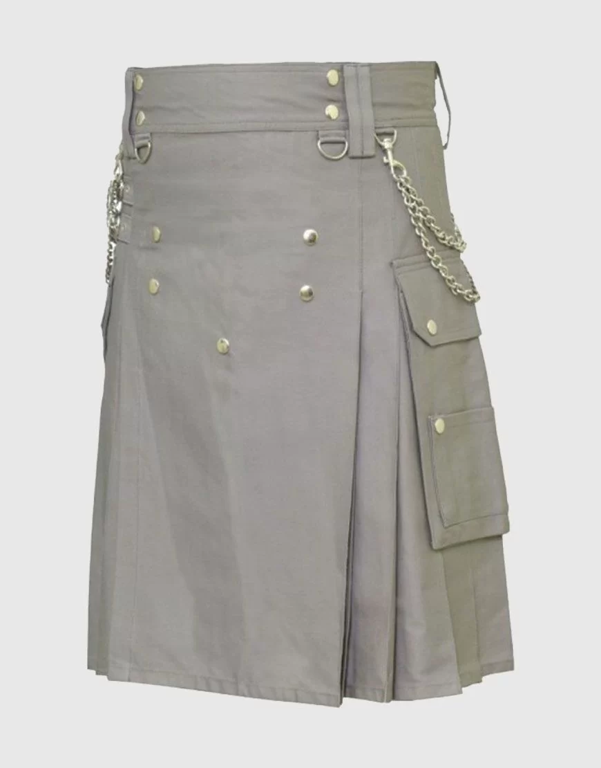 Classic Men Grey Utility Kilt