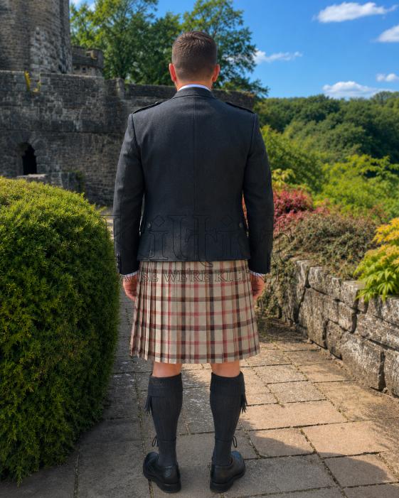 Men Camel Tartan Kilt