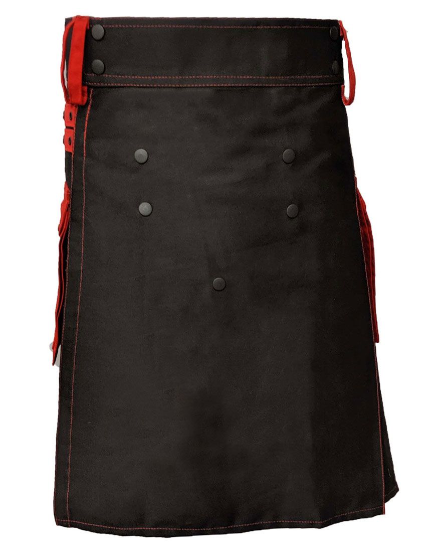 Red and Black Utility Kilt For Men