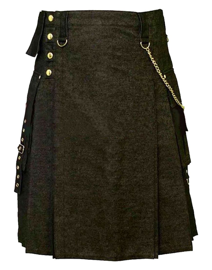 Denim Kilt With Tactical Pocket	