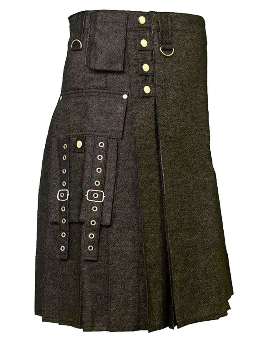 Denim Kilt With Tactical Pocket	