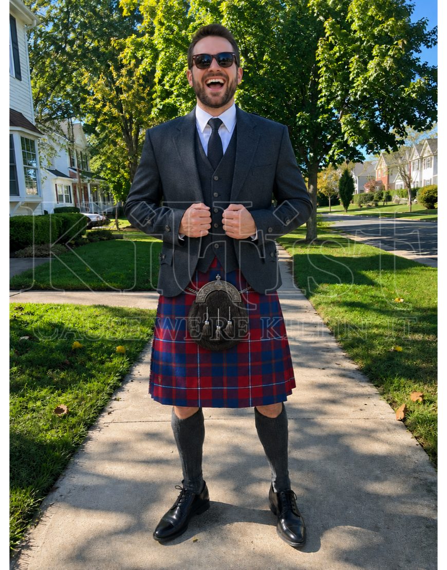 Galloway Red Modern Tartan kilt for men