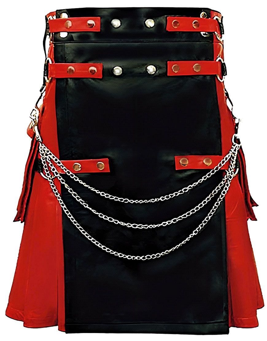 Gothic Punk Leather Hybrid Utility Kilt	