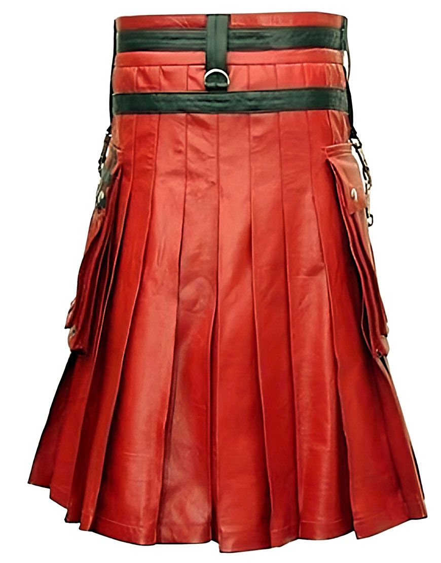 Gothic Punk Leather Hybrid Utility Kilt	