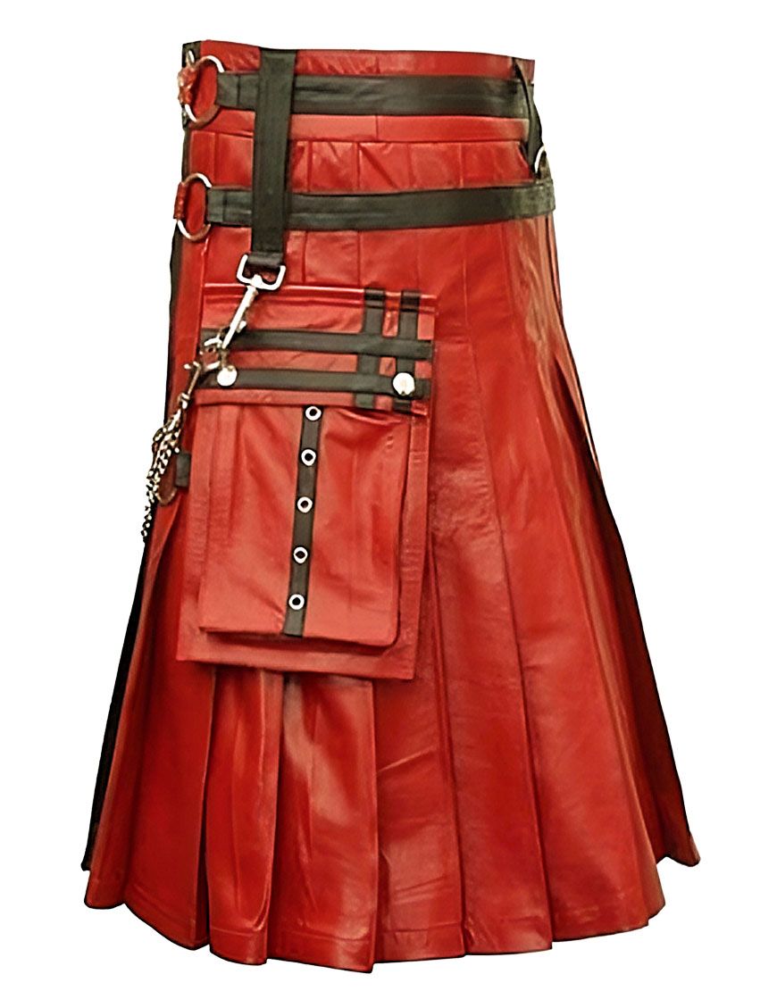Gothic Punk Leather Hybrid Utility Kilt	
