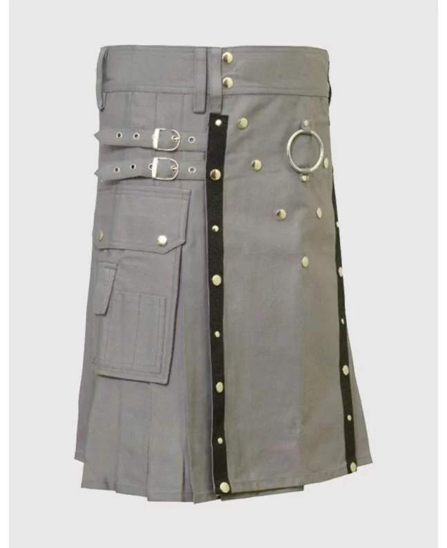 Gothic Style Grey Utility Kilt