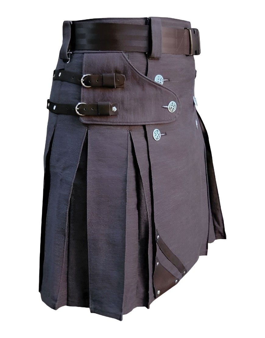 Heavy Duty Denim with Leather Kilt	