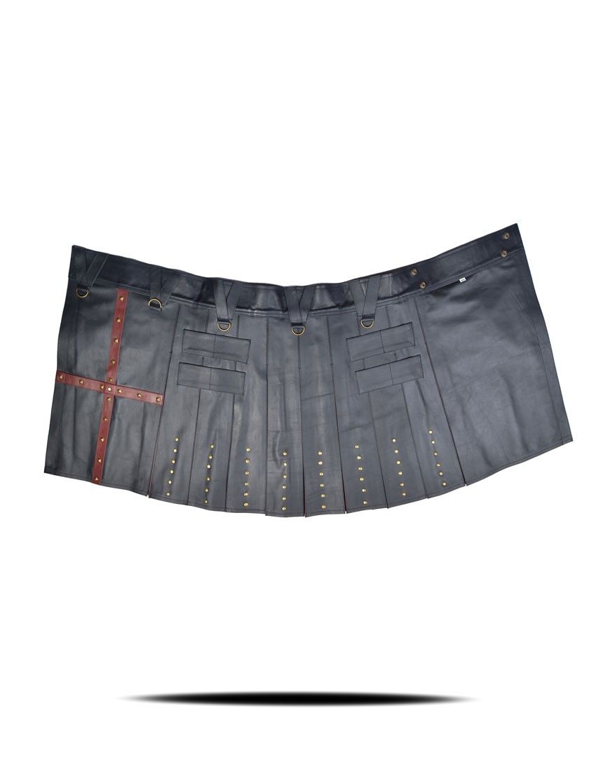 Gothic Punk Black Original Leather Kilt 