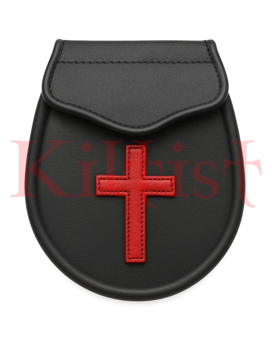 Leather Cross Sporran with Red Cross