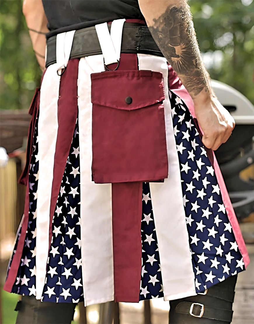 Maroon USA Flag Hybrid Tactical Kilt