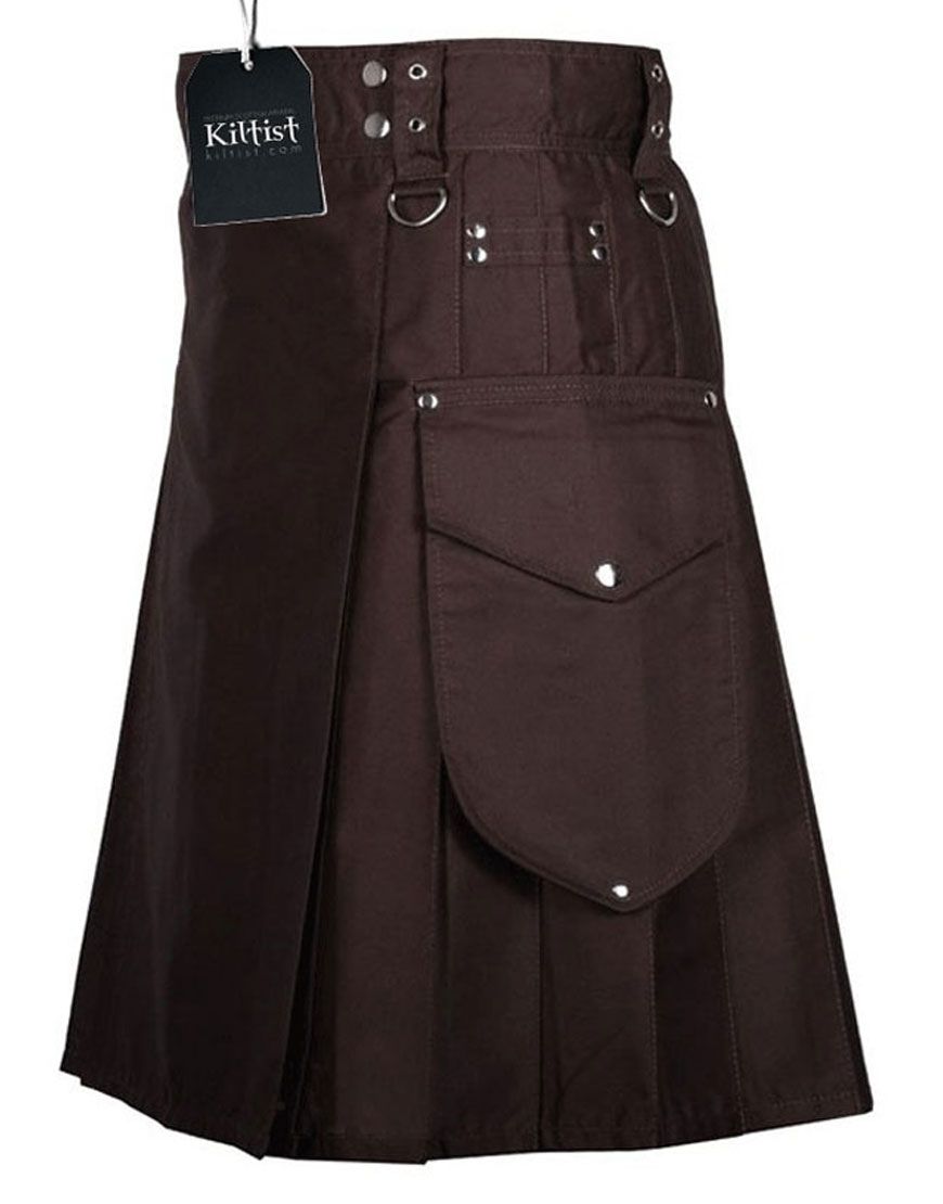 Men Dark Brown Utility Kilt