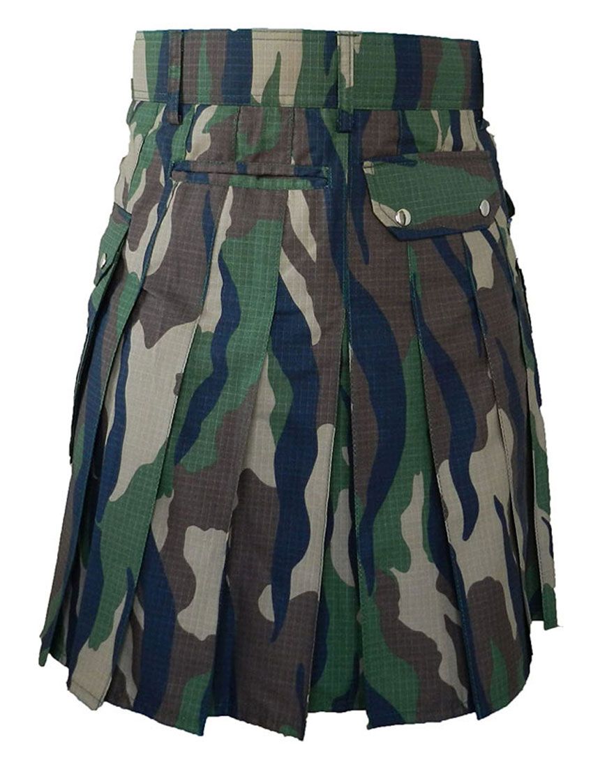 Mens Tactical Woodland Camouflage Utility Kilt