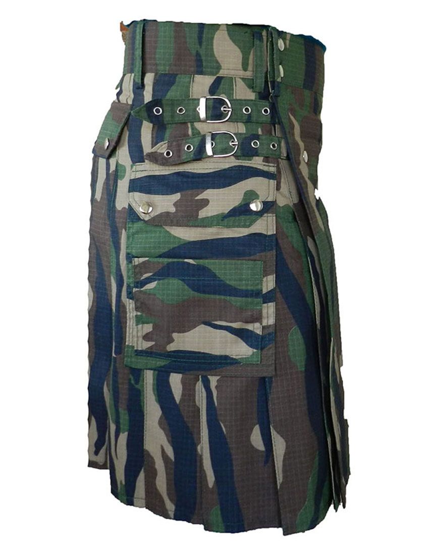 Mens Tactical Woodland Camouflage Utility Kilt