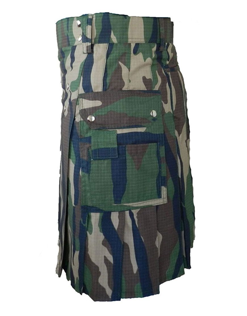 Mens Tactical Woodland Camouflage Utility Kilt