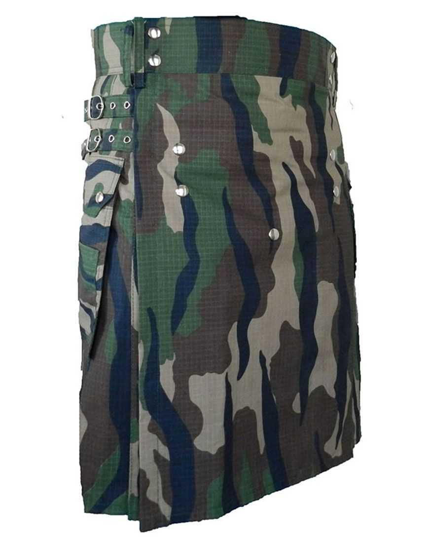 Mens Tactical Woodland Camouflage Utility Kilt