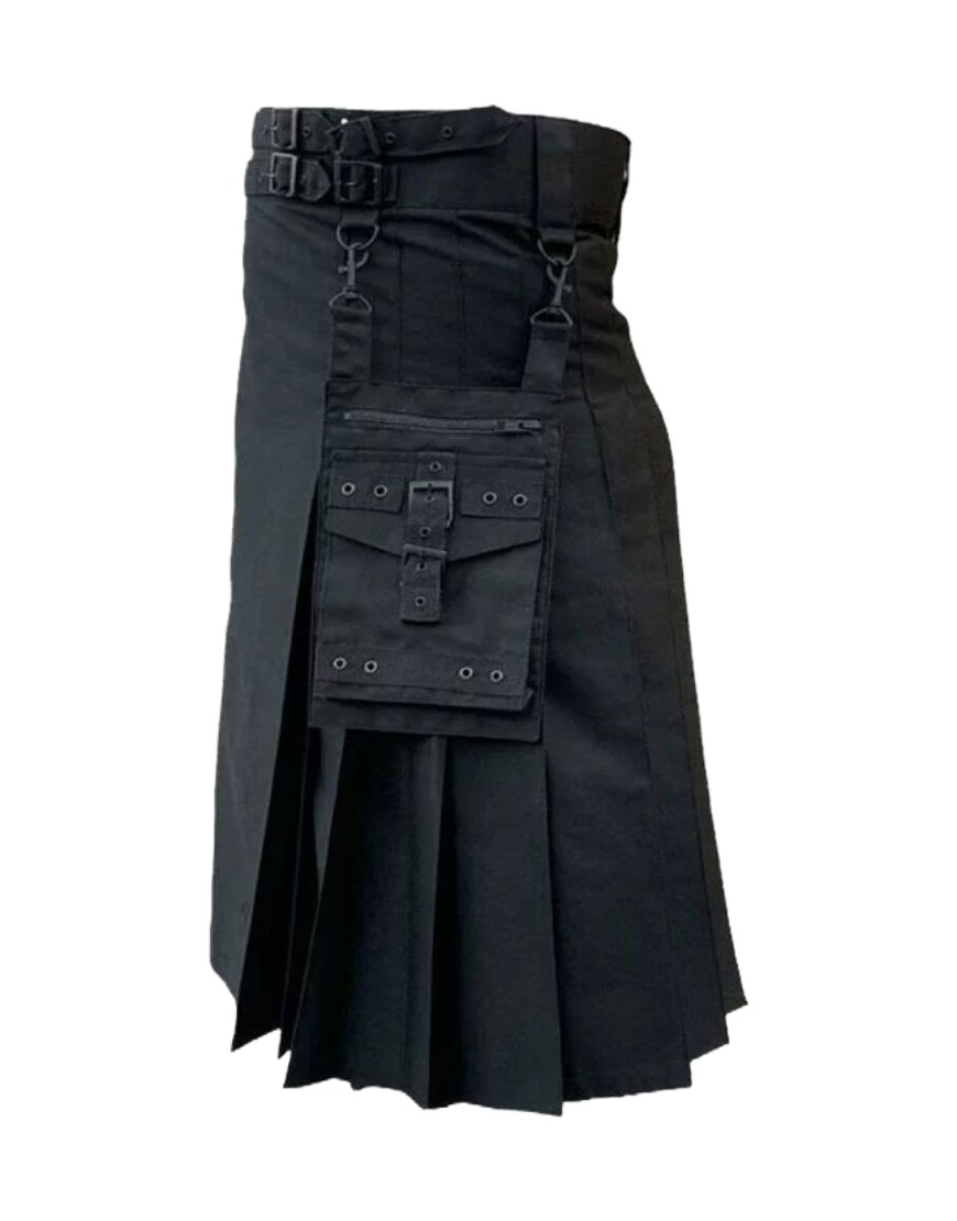Modern Black Stylish Utility Kilt
