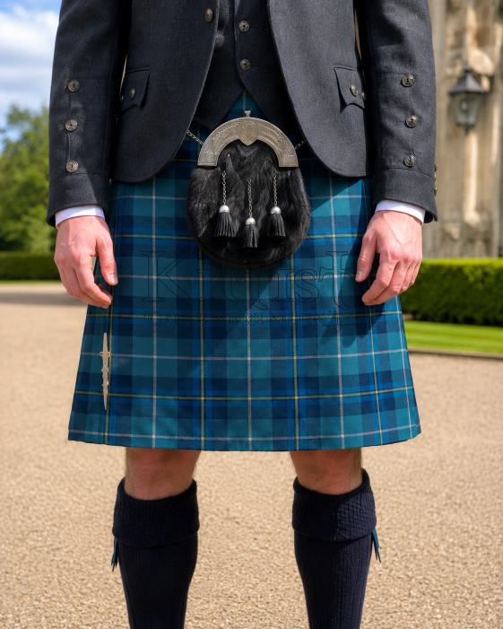 Turquoise Mist Tartan Kilt for Men