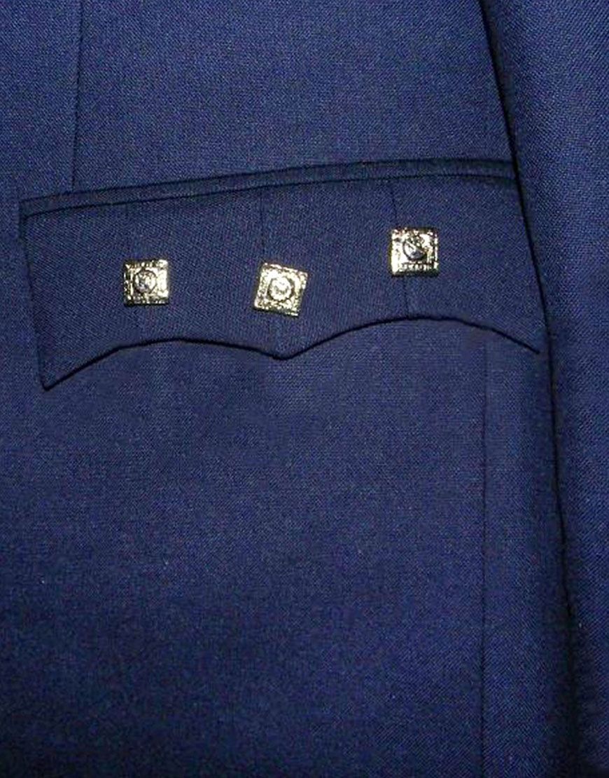 Navy Blue Argyle Jacket With 5 Buttons Vest