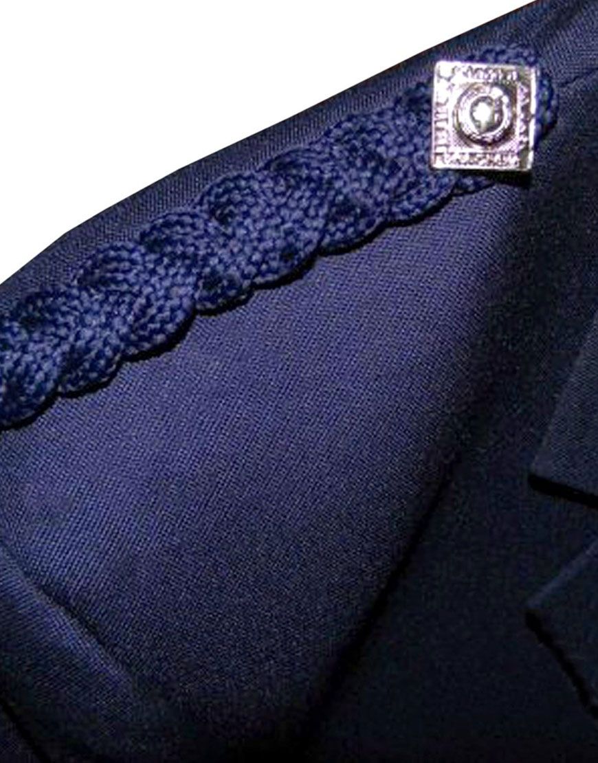 Navy Blue Argyle Jacket With 5 Buttons Vest