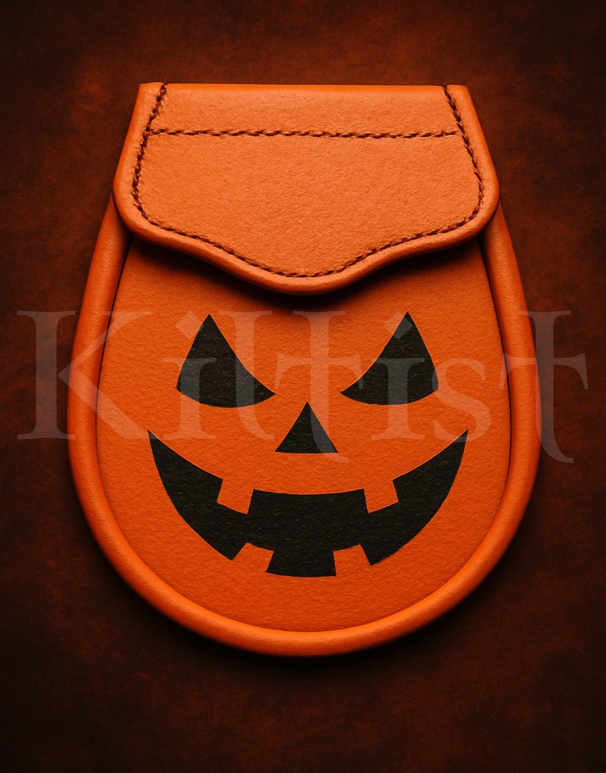 Orange Halloween Leather Sporran – Jack-O'-Lantern Design