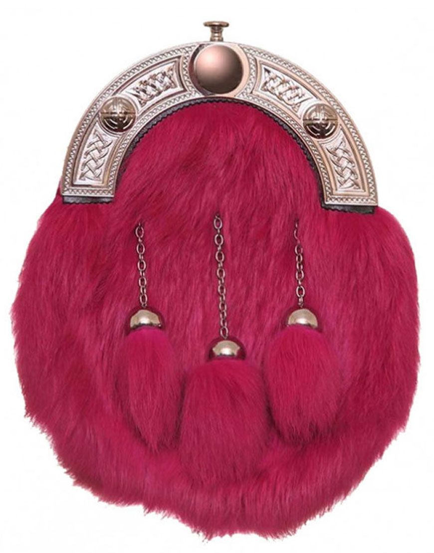 Pink Rabbit Fur Full Dress Sporran	