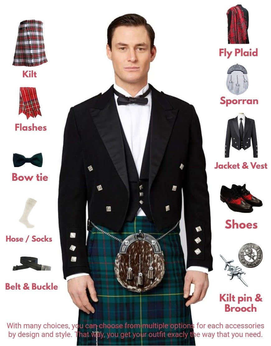 Custom Made to Measure Wedding Prince Charlie Kilt Outfit