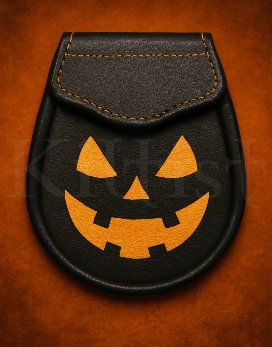 Pumpkin Leather Sporran – Halloween-Inspired Design with Orange Stitching