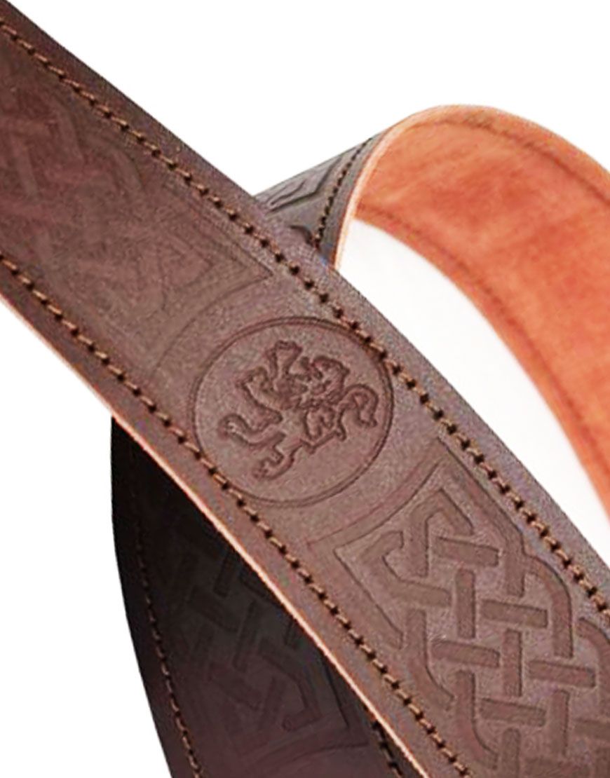 Rampant Lion Embossed Brown Kilt Belt With Buckle 
