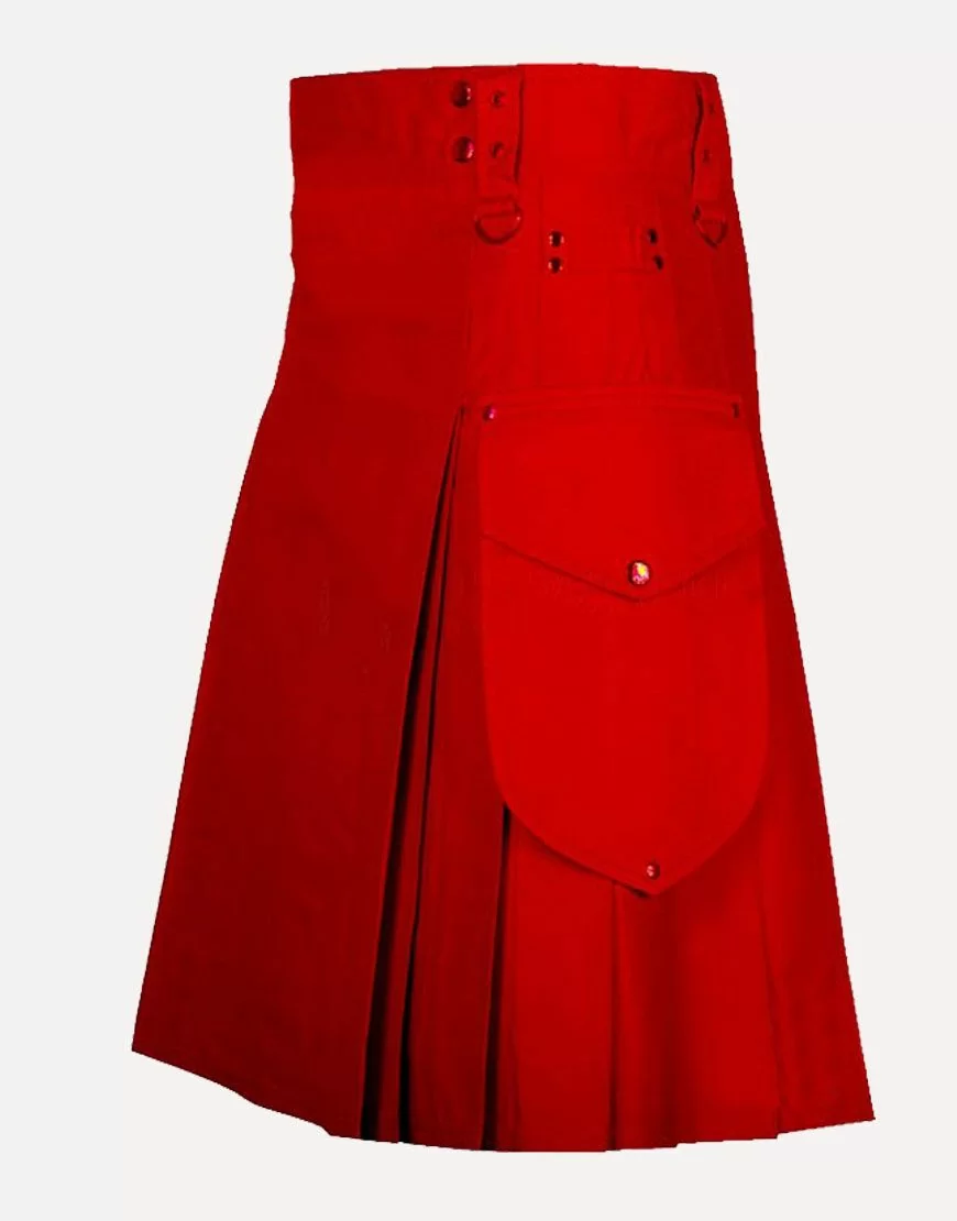 Red Utility Kilt for Men