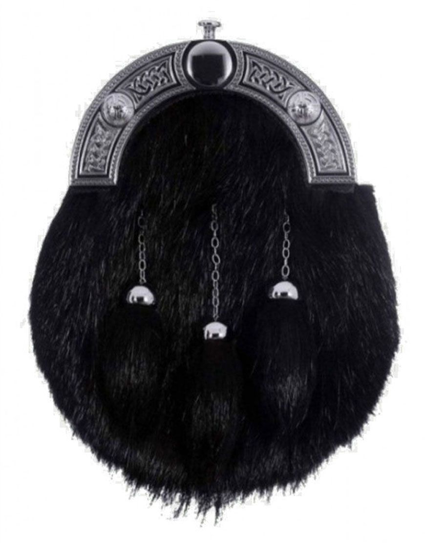 Scottish Black Nutria Fur Full Dress Sporran