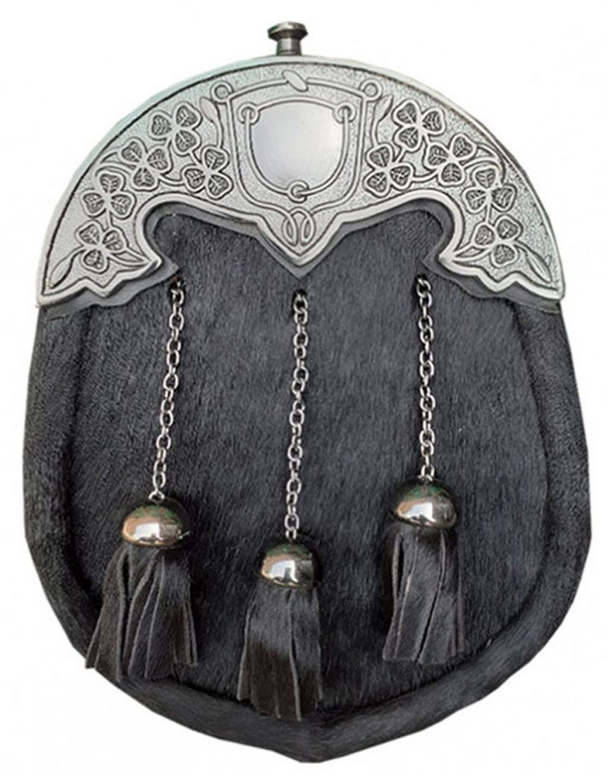 Shamrock Cantle Black Calfskin Dress Sporran