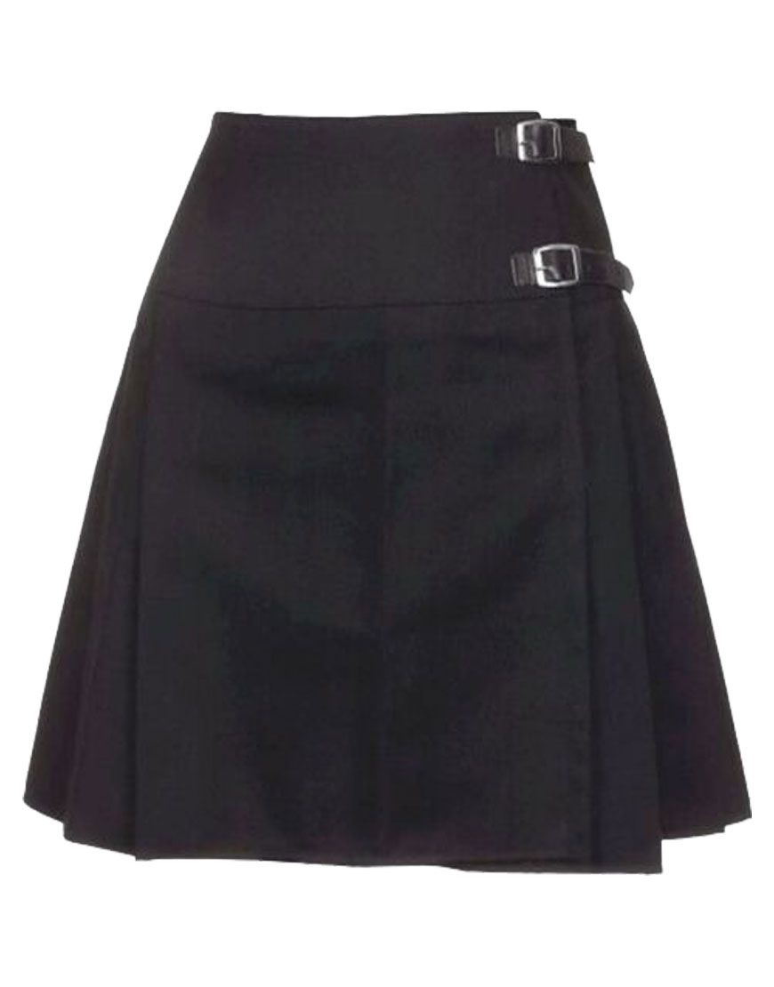 Solid Black Women's Short Tartan Kilt