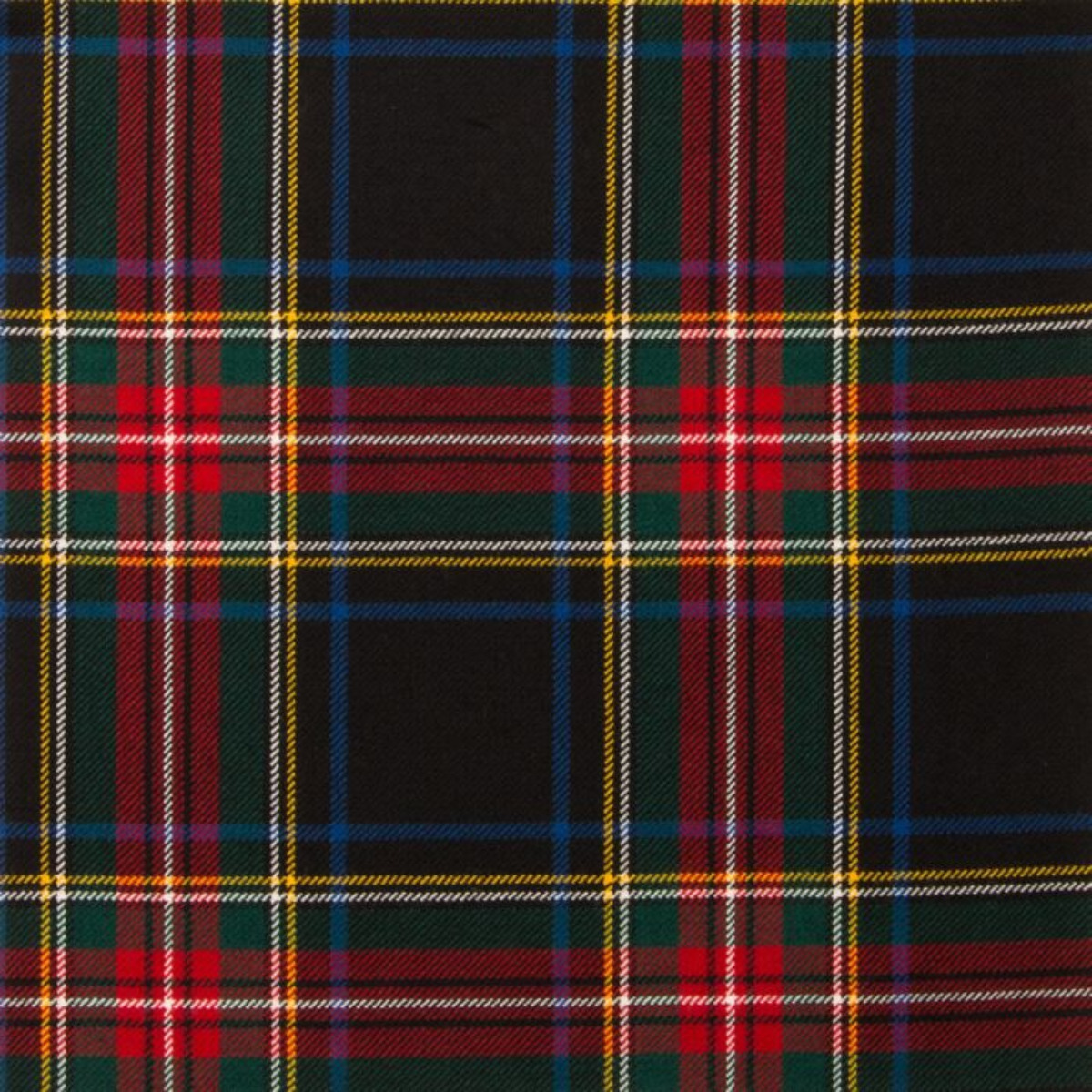 Stewart Black Modern Tartan Fabric